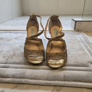 Betsy JOHNSON Gold Crystal Embellished Strappy Heels